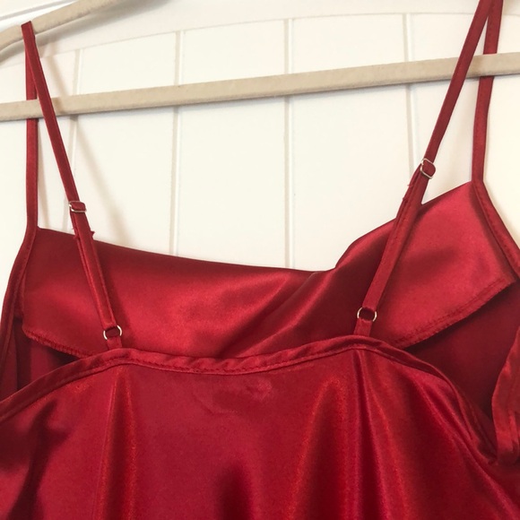 BEBE SATIN COWL NECK SLIP MIDI DRESS Red - Picture 4 of 9